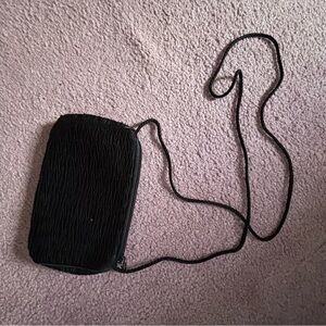 Black Textured Crossbody Bag